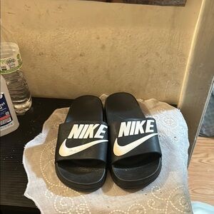 Nike Black and White Slide Sandals